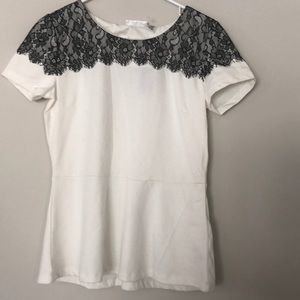 Black lace white peplum top